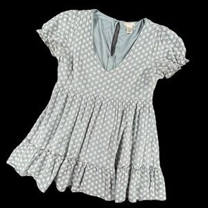 Altar'd State XL Blue Floral Embroidered Babydoll Mini Dress Coquette Coastal
